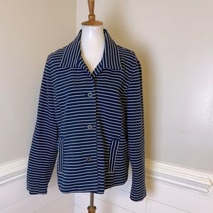Talbots Navy Striped Jacket XL FREE SHIP